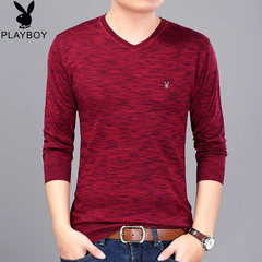 Dandy autumn thin sweater T-shirt young male striped wool sweater long sleeve shirt sleeve male head 165/84A gules