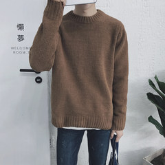 The solid thick line and corner of Japanese retro trend in a warm sweater turtleneck sweater M 170/M Camel