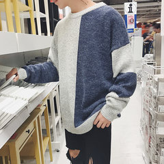 Japanese retro sweater male Korean students loose all-match Institute wind tide tide individuality small fresh men sweater M Navy Blue