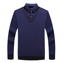 Winter fake two men's sweater, the elderly men's cashmere sweater, shirt collar, middle-aged male dad installed thickening 175/88A ZD-009K