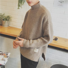 Korean New Winter Youth semi loose turtleneck sweater when the trend of male Japanese youth color sweater S Camel
