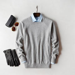 100% male pure cashmere sweater cashmere turtleneck collar young men fall V backing knitted cardigan sweater S Light grey