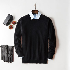 100% male pure cashmere sweater cashmere turtleneck collar young men fall V backing knitted cardigan sweater S black