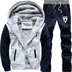 13 plus 14 cashmere sweater coat boy thickening 15 junior middle school students at the age of 16 young male autumn and winter sport suit 3XL D57 gray