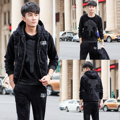 The winter cotton padded clothes in winter coat jinsirong male casual sportswear with short cashmere thickening trend of Korean 3XL black