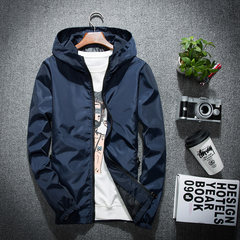 Jacket men's spring and autumn, 2017 new Korean version, leisure trend, self cultivation, handsome autumn clothing, young Baseball Jacket 3XL Navy Blue