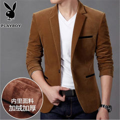 The spring and autumn winter men's Casual Jacket Mens dandy corduroy suit Slim small suit male Korean business M Dandy -053 khaki and cashmere