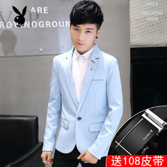 Dandy casual suit male thin slim suit young men's suits single Korean tide England coat 3XL 608 sky blue