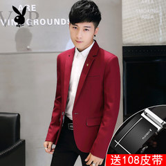 Dandy casual suit male thin slim suit young men's suits single Korean tide England coat 3XL 608 red