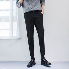 The original quality of nine feet 9 youth slim pants four all-match thin trend of men's casual pants Thirty black