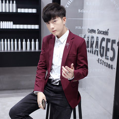 Winter casual suit jacket Slim small suit dandy Korean single young men with cashmere fashion 175/88A 623 wine red