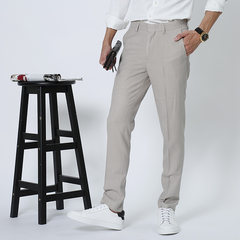 Nine men's trousers pants 9 feet of young British style leisure suit pants and small iron. 3XL Khaki (trousers)