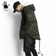 Autumn M51 Europe tooling Military Style Men green camouflage long windbreaker asymmetric dovetail thin coat S Army green