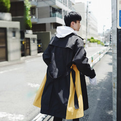 BANGBOY homemade new high-end Korean color long windbreaker and a thin coat of OV leisure tide S black