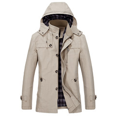 NIAN JEEP men's coats in the fall and winter youth aged 30-40 35 long jacket windbreaker casual Dad 3XL 1311 thin Khaki