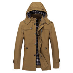 NIAN JEEP men's coats in the fall and winter youth aged 30-40 35 long jacket windbreaker casual Dad 3XL 1311 deep brown thin pieces