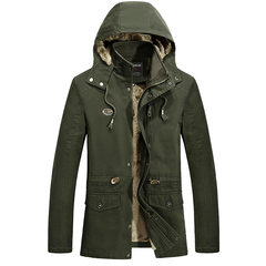 NIAN JEEP men's coats in the fall and winter youth aged 30-40 35 long jacket windbreaker casual Dad 3XL 1321 army green plus velvet