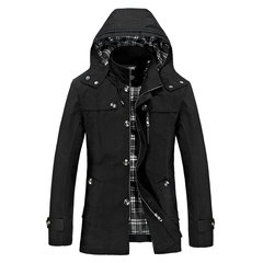 NIAN JEEP men's coats in the fall and winter youth aged 30-40 35 long jacket windbreaker casual Dad 3XL 1311 black thin money