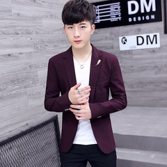 A new spring leisure suit men dressed young handsome Korean Slim small suit fashion jacket 175/88A Purplish red
