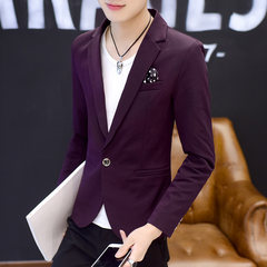 A new spring leisure suit men dressed young handsome Korean Slim small suit fashion jacket 175/88A 606 purple red