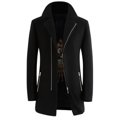 Wool coat male in the long winter men's windbreaker coat slim girl thick wool woolen coat for men 170/88A black