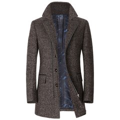 Wool coat male in the long winter men's windbreaker coat slim girl thick wool woolen coat for men 170/88A Coffee color