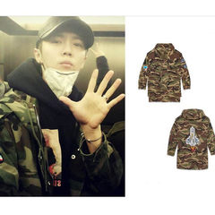 Song Jia EXO Tang Yan Choi Seunghyun Cui Shengxuan the same paragraph Luhan camouflage jacket coat hooded loose S Army green
