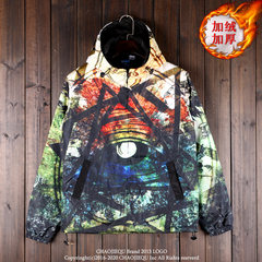 Thick autumn and winter Japanese retro youth casual hoodies small couples and women windbreaker tide 3XL Triangular eyes (with cashmere thickening)