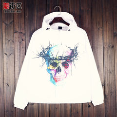 Thick autumn and winter Japanese retro youth casual hoodies small couples and women windbreaker tide 3XL Human skeleton