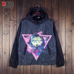 Thick autumn and winter Japanese retro youth casual hoodies small couples and women windbreaker tide 3XL wolf