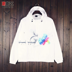 Thick autumn and winter Japanese retro youth casual hoodies small couples and women windbreaker tide 3XL Painting in water colours