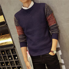 Warm in winter with cashmere cashmere fashion line loose sweater size thick wool sweater young Korean men students 3XL 816 blue