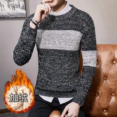 Warm in winter with cashmere cashmere fashion line loose sweater size thick wool sweater young Korean men students 3XL 853 gray