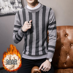 Warm in winter with cashmere cashmere fashion line loose sweater size thick wool sweater young Korean men students 3XL 852 gray