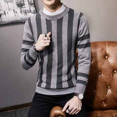 Warm in winter with cashmere cashmere fashion line loose sweater size thick wool sweater young Korean men students 3XL 852 grey no cashmere