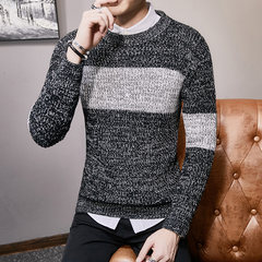 羊绒潮流线冬季保暖加绒加厚宽松大码毛衣男士韩版学生青年羊毛衫 3XL 853灰色不加绒