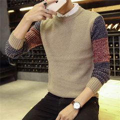 Warm in winter with cashmere cashmere fashion line loose sweater size thick wool sweater young Korean men students 3XL 816 Khaki