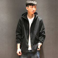 Macheda autumn and winter Department of retro color, long sleeve coat, Han Dynasty embroidery, thin style casual windbreaker, fashion men M black
