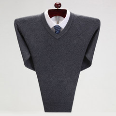 Autumn and winter sweater cashmere sweater collar middle-aged men's heart-shaped business men V Neck Sweater XL add fertilizer 170/ (for 120-140 Jin) 211 medium grey