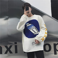 2017 autumn and winter new boys sweater sweater wearing long sleeved Korean personality trend loose handsome M white
