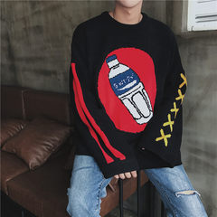 2017 autumn and winter new boys sweater sweater wearing long sleeved Korean personality trend loose handsome M black