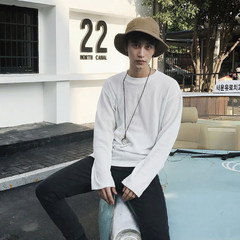 BANGBOY homemade new solid comfortable sweaters based thin long sleeved T-shirt and backing tide S white