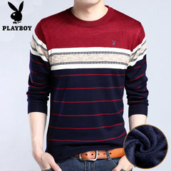 Man knit sweater with long sleeved dandy daddy plus velvet T-shirt middle-aged thickened baggy T-shirt bottoming shirt Collection and purchase priority shipment 858 red thickening