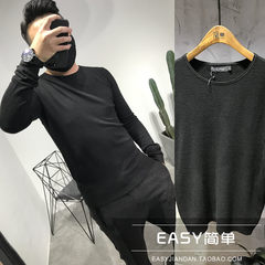 2017 new winter T-shirt sleeve head man knit sweater long sleeved bottoming fashion nine flat wind 3XL Black (roll collar 6106)
