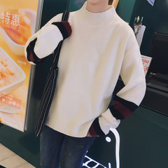 Autumn turtleneck sweater sweater coat men loose menswear winter trend of Korean male lovers M white