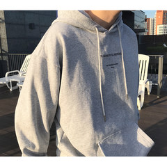It made Mr autumn Korean boys loose sweater printing off the shoulder sleeve head Hoodie sweater coat in autumn S gray