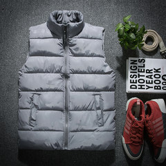 Fall down cotton gilet youth size thickening trend of Korean couple vest waistcoat coat collar 3XL Zipper grey