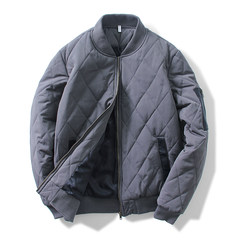 Winter tide brand MA-1 Air Force Flight Jacket thick padded baseball uniform jacket warm male Korean slim 3XL gray