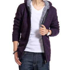 Men's winter coat jacket padded with Korean youth men's cashmere coat thick jacket hooded male winter clothes 69 rise in price Violet