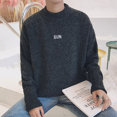 Autumn and winter men loose turtleneck sweater dresses BF trend of Korean Air personality of the new 2017 lovers S black